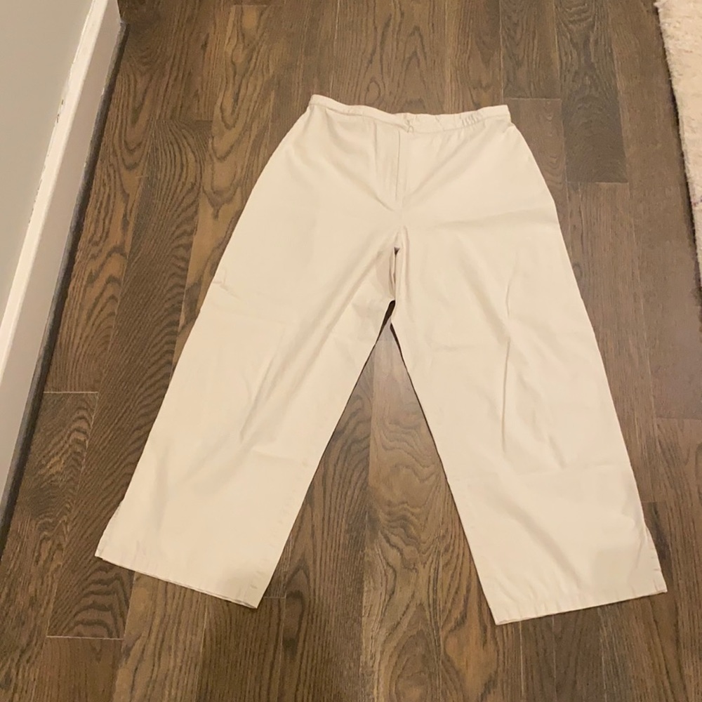 Eileen Fisher Khaki Cotton Wide Leg Pant (SizeS)
